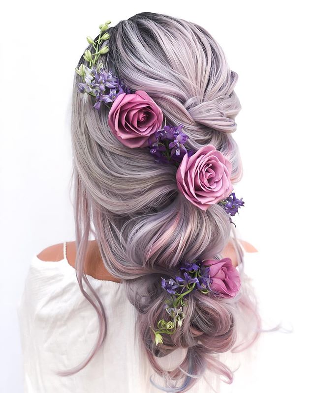 sliver purple pink wigs